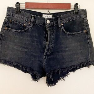 Agolde black shorts with raw hem